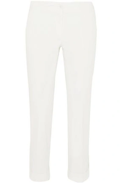 Shop Etro Woman Cropped Stretch-cotton Slim-leg Pants Ivory