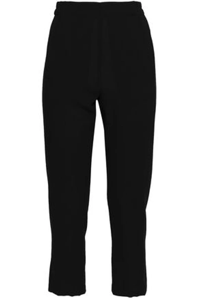 Shop Ann Demeulemeester Woman Cropped Wool Tapered Pants Black