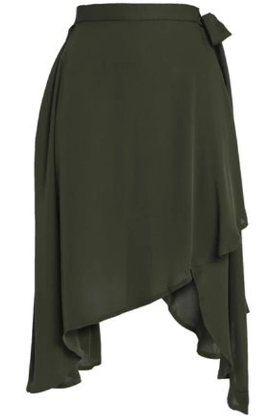 Shop Jw Anderson J.w.anderson Woman Asymmetric Jersey Midi Skirt Army Green