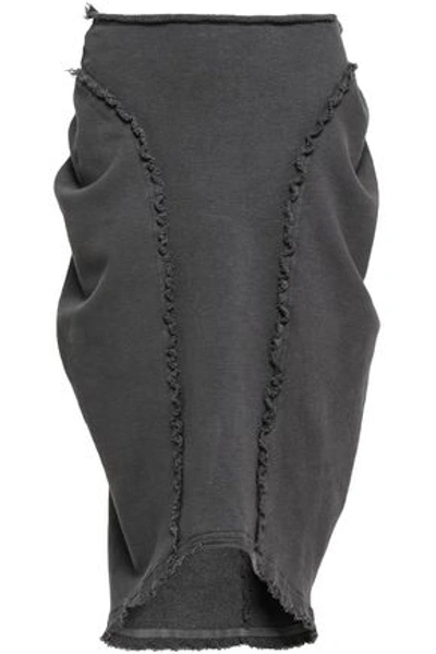 Shop Jw Anderson J.w.anderson Woman Gathered French Cotton-blend Terry Skirt Anthracite