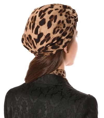 Shop Dolce & Gabbana Leopard Turban In Brown