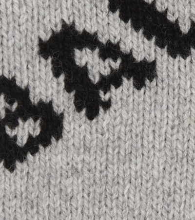 Shop Balenciaga Intarsia Wool-blend Beanie In Grey