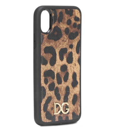 Shop Dolce & Gabbana Printed Leather Iphone Xs Max Case In Brown