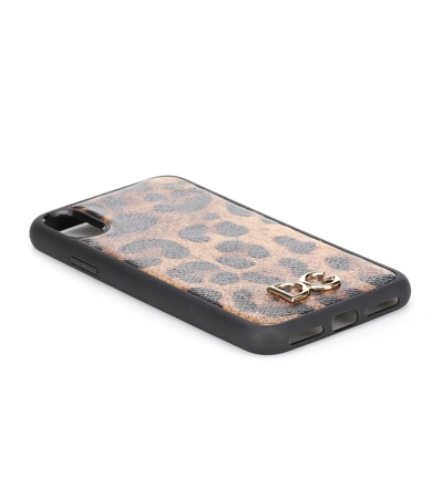 Shop Dolce & Gabbana Printed Leather Iphone Xs Max Case In Brown