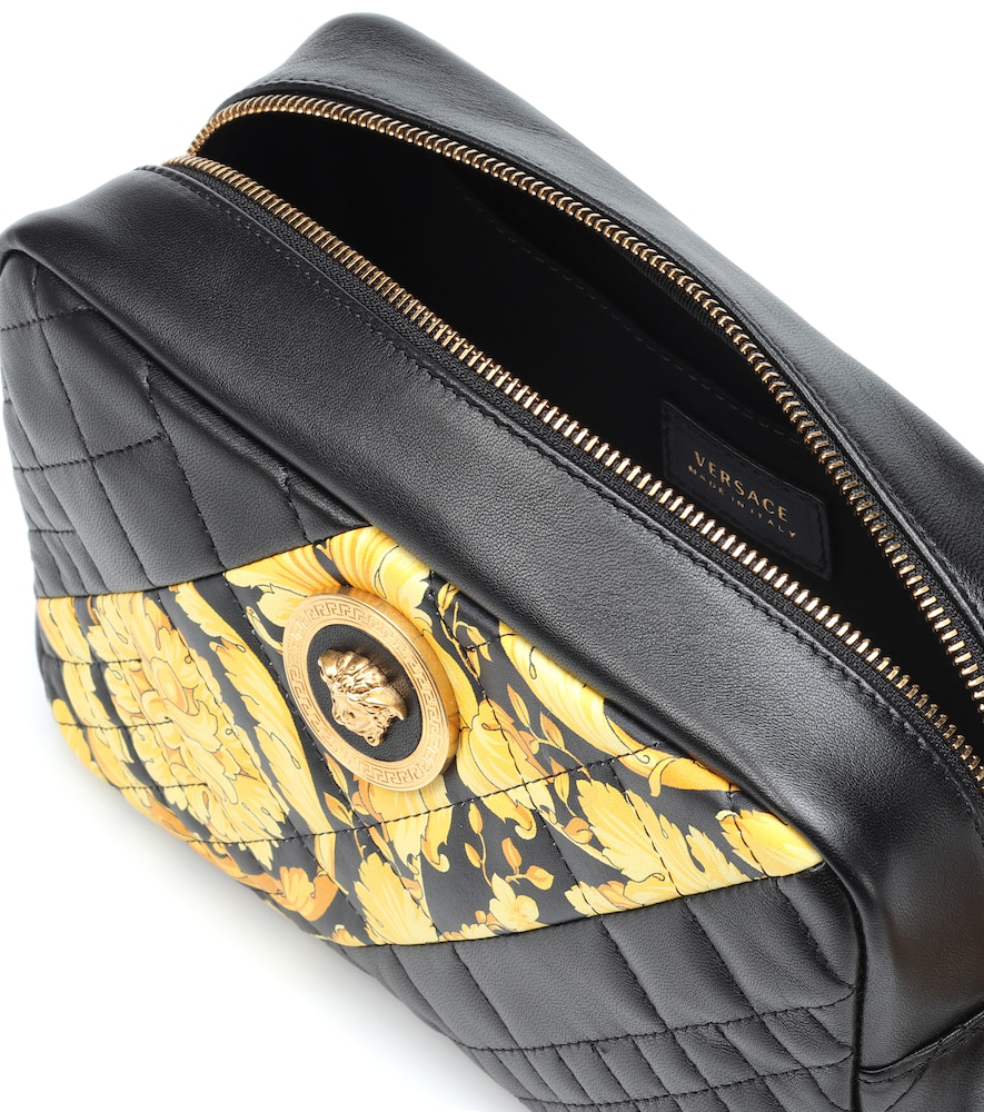 Versace Icon Barocco Stripe Quilted Leather Camera Bag In Black ModeSens
