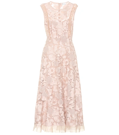 Shop Red Valentino Lace Midi Dress In Pink