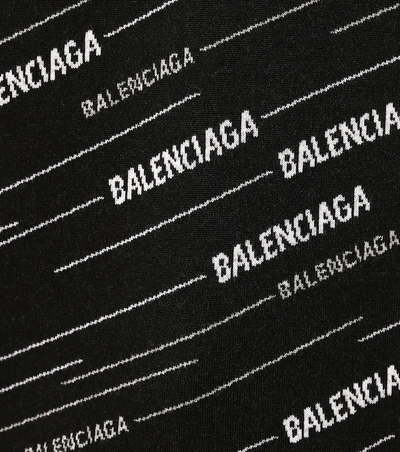 Shop Balenciaga Logo Intarsia Wool Sweater In Black