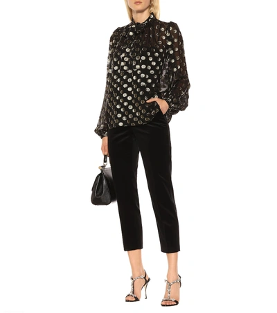 Shop Dolce & Gabbana Fil Coupé Silk Blouse In Black