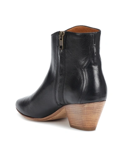 Shop Isabel Marant Dacken Leather Ankle Boots In Black