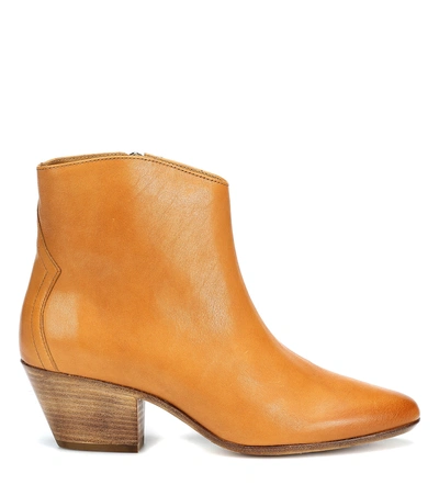 Shop Isabel Marant Dacken Leather Ankle Boots In Beige