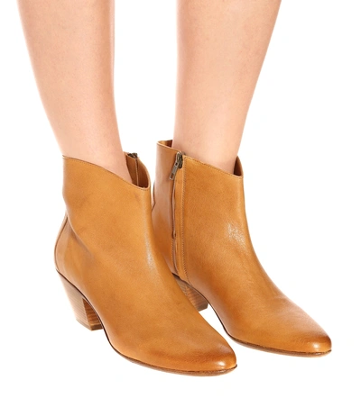 Shop Isabel Marant Dacken Leather Ankle Boots In Beige