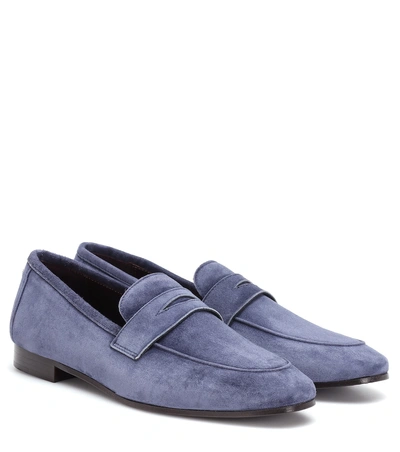 Shop Bougeotte Flaneur Suede Loafers In Blue