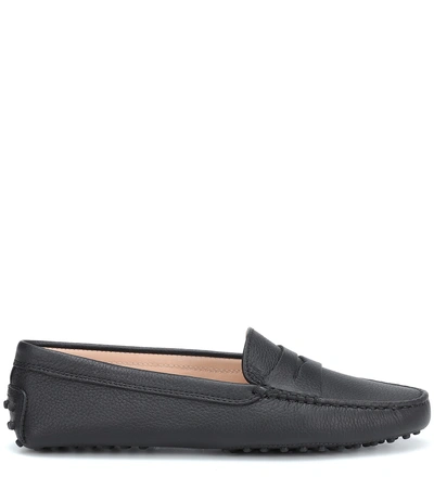 Shop Tod's Gommino Leather Loafers In Black