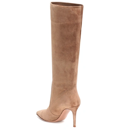 Shop Gianvito Rossi Suede Boots In Beige