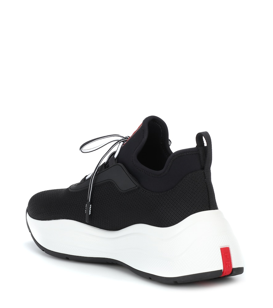 Prada America's Cup Mesh And Leather Trainers In F0967 Black | ModeSens