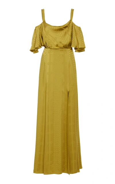 Shop Temperley London Erika Satin Slit Dress In Yellow