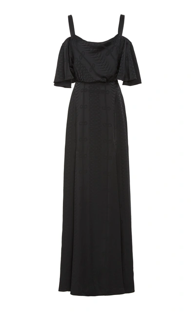 Shop Temperley London Erika Satin Slit Dress In Black