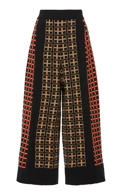 Shop Temperley London Yukata Knit Cotton-blend Culottes In Black