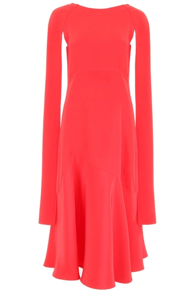 Shop Calvin Klein Long Dress With Open Sleeves In Red Pink (red)