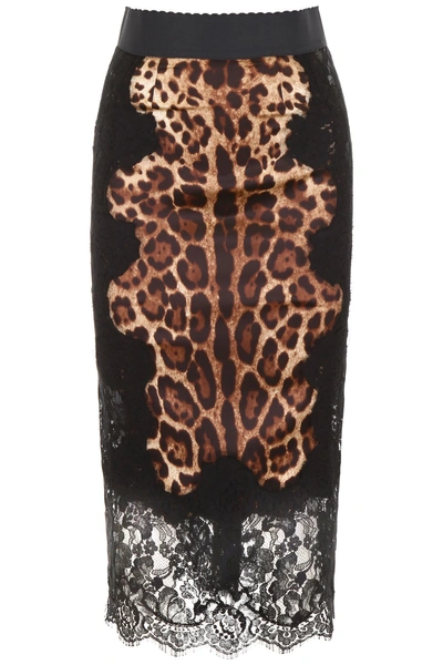 Shop Dolce & Gabbana Leopard-printed Pencil Skirt In Leo New|nero
