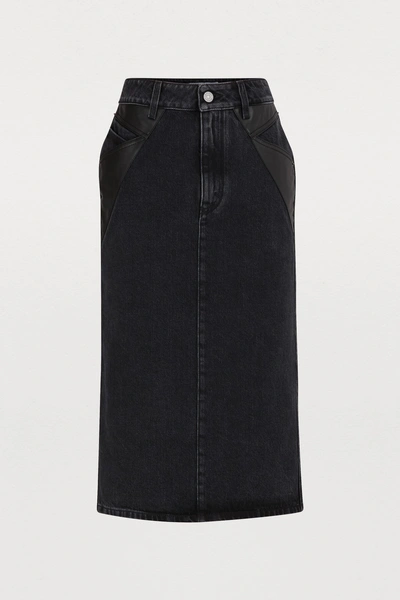 Shop Givenchy Denim Midi Skirt In Noir