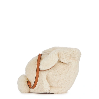 Shop Loewe Bunny Cream Shearling Cross-body Bag In Natural