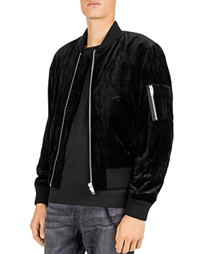 The Kooples Crinkled Velvet Bomber Jacket In Black | ModeSens