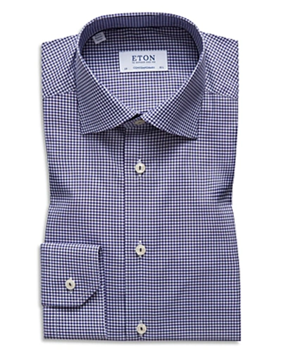 Shop Eton Gingham Stretch Regular Fit Dress Shirt In Blue