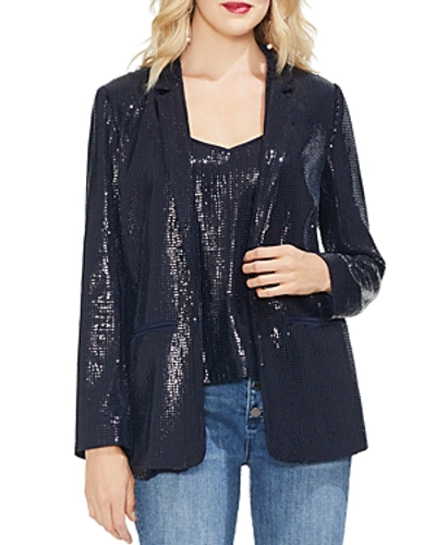 Shop Vince Camuto Sequined Open-front Blazer In Classic Navy