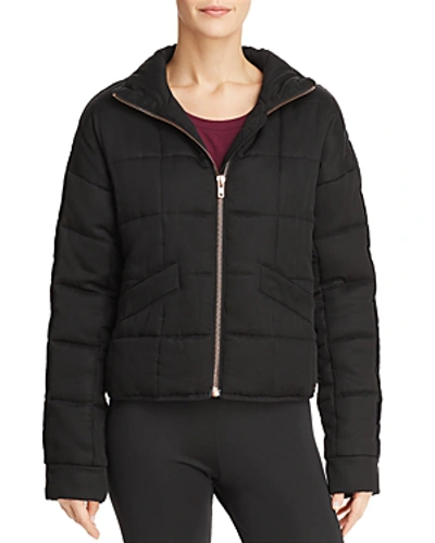 Shop Avec Les Filles Sport Velvet-trim Quilted Jacket In Black