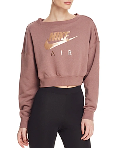 Shop Nike Rally Air Cropped Sweatshirt In Smoky Mauve