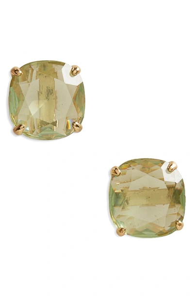 Shop Kate Spade Mini Small Square Semiprecious Stone Stud Earrings In Green/ Gold