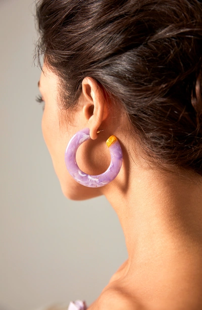 Shop Cult Gaia Mira Small Flat Hoop Earrings In Lavender