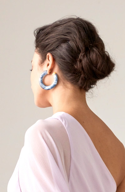 Shop Cult Gaia Mira Small Flat Hoop Earrings In Opal Blue