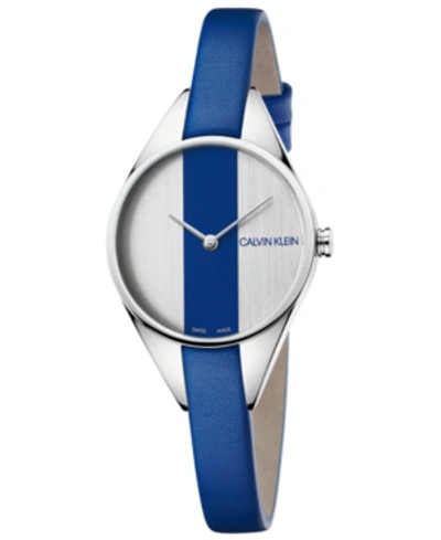 Shop Calvin Klein Women's Swiss Rebel Blue Leather Strap Watch 29mm