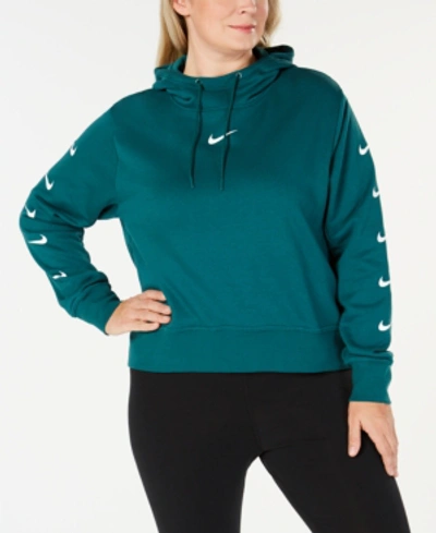 Shop Nike Plus Size Sportswear Fleece Logo Hoodie In Rainforest
