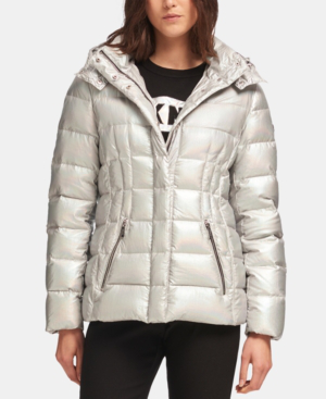 dkny silver puffer jacket