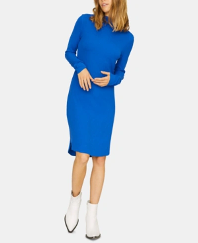 Shop Sanctuary Essentials Solid Mock-neck Dress In Electric Blue