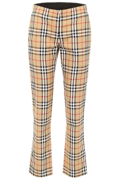 Shop Burberry Check Hanover Trousers In Antique Yellow Chk|beige