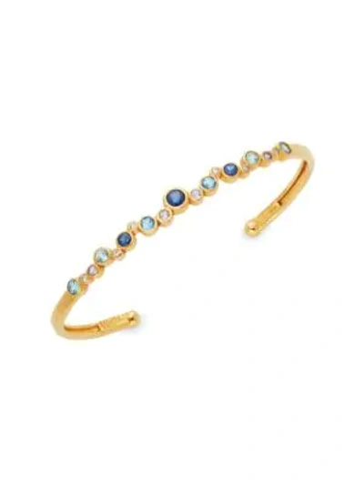 Shop Gurhan Pointelle Collection Multi-stone 22k Yellow Gold Cuff Bangle