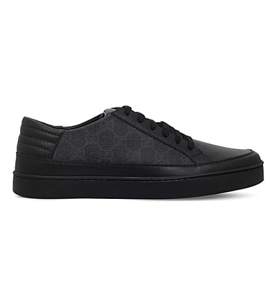 Shop Gucci Common Gg Low-top Sneakers In Blk/grey