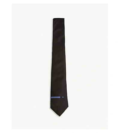 Shop Givenchy Stripe And Star Solid Silk Tie In Black Blue