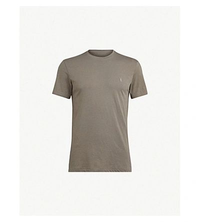 Shop Allsaints Tonic Crewneck Cotton-jersey T-shirt In Coregrey