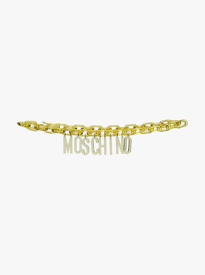 Shop Moschino Acrylic Logo Belt In Yellow/orange