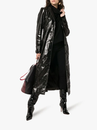 Shop Beaufille Magna Pvc Cotton Blend Trench Coat In Black