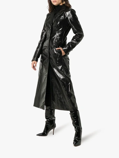 Shop Beaufille Magna Pvc Cotton Blend Trench Coat In Black