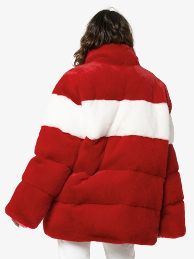 Shop Pushbutton Oversized Stripe Coat In Red