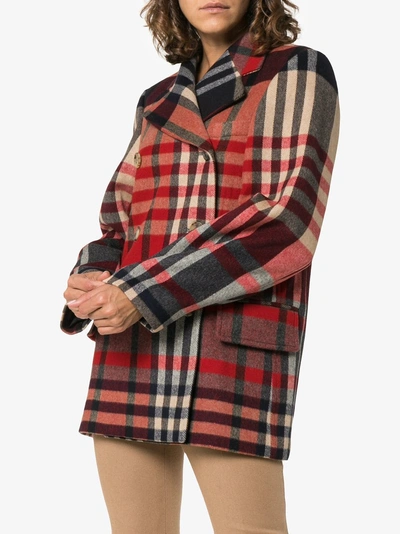 Shop Khaite Tartan Cashmere And Wool Double-breasted Coat In Black