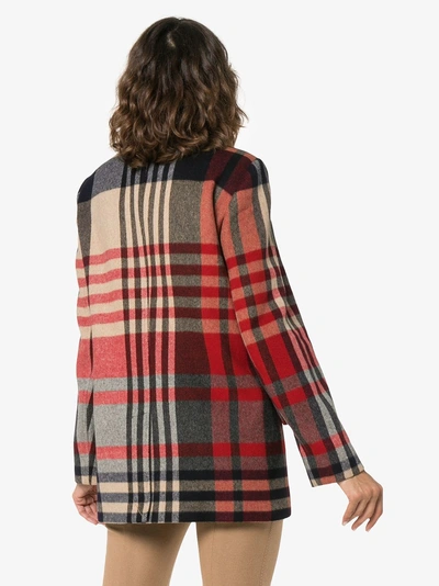Shop Khaite Tartan Cashmere And Wool Double-breasted Coat In Black