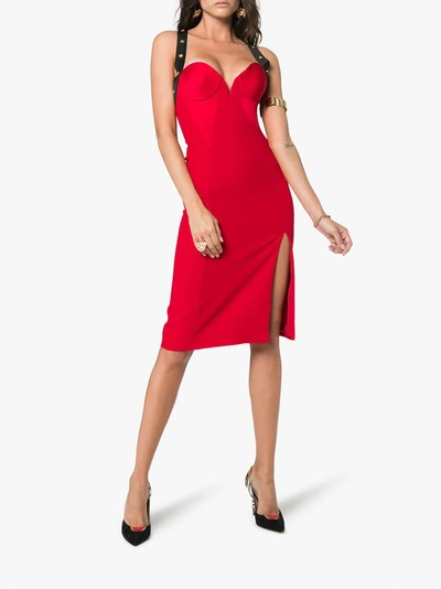 Shop Versace Criss-cross Back Dress In Red